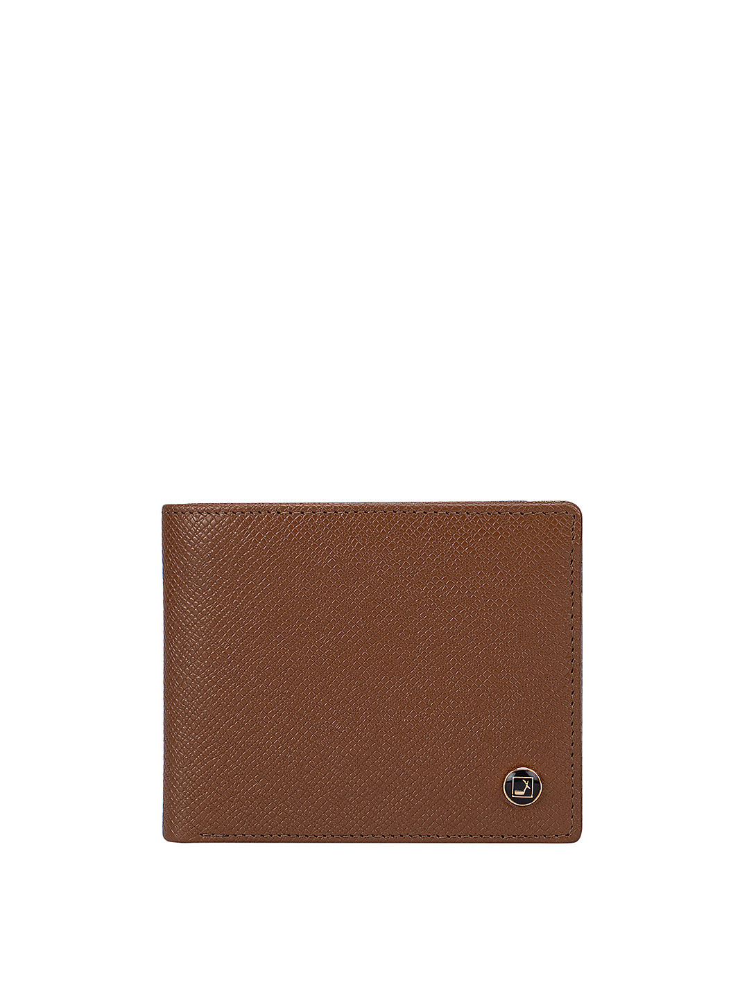 

Da Milano Men Brown Textured Leather Three Fold Wallet