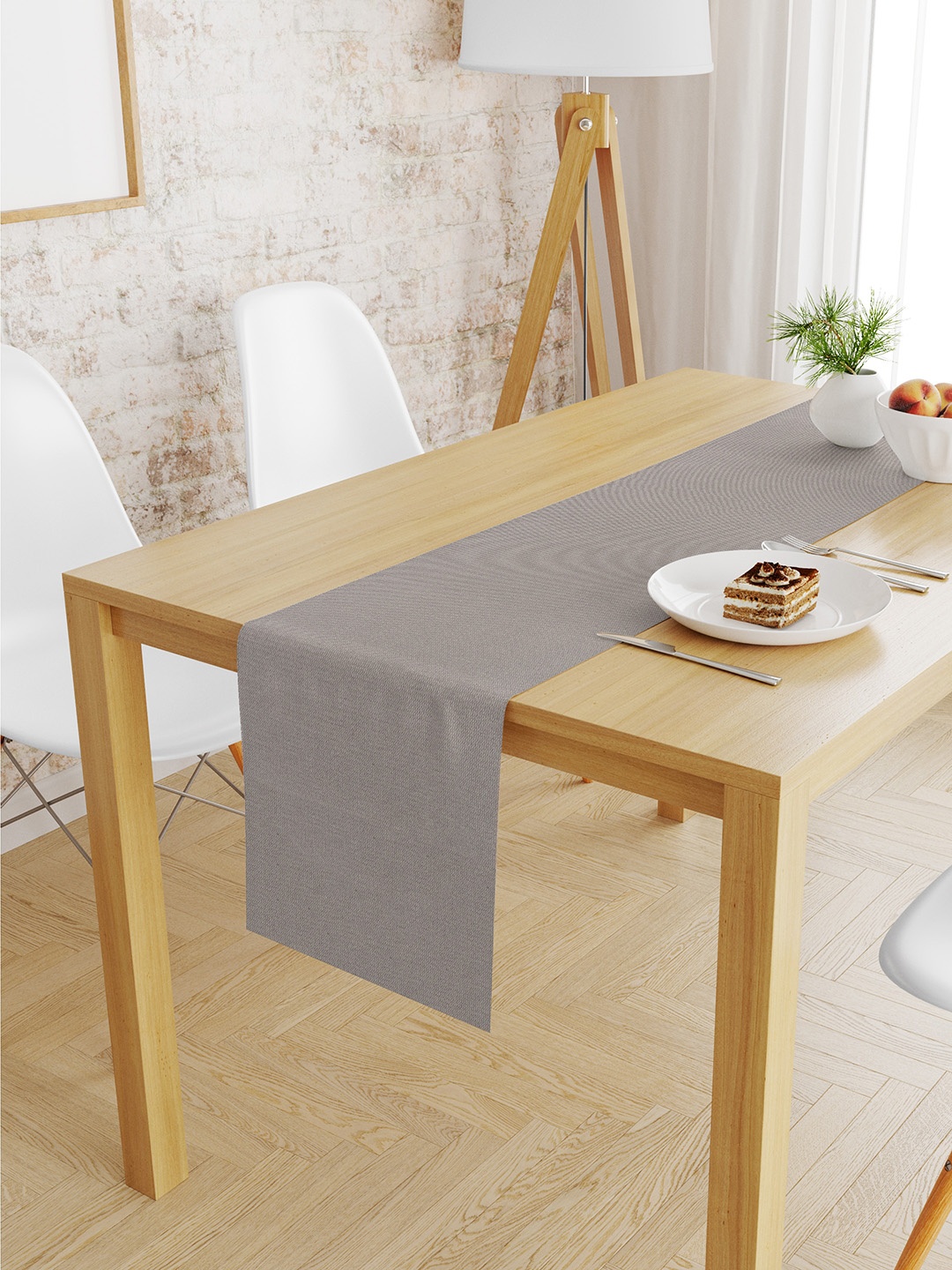 

S9home by Seasons Grey Solid 6-Seater Table Runner