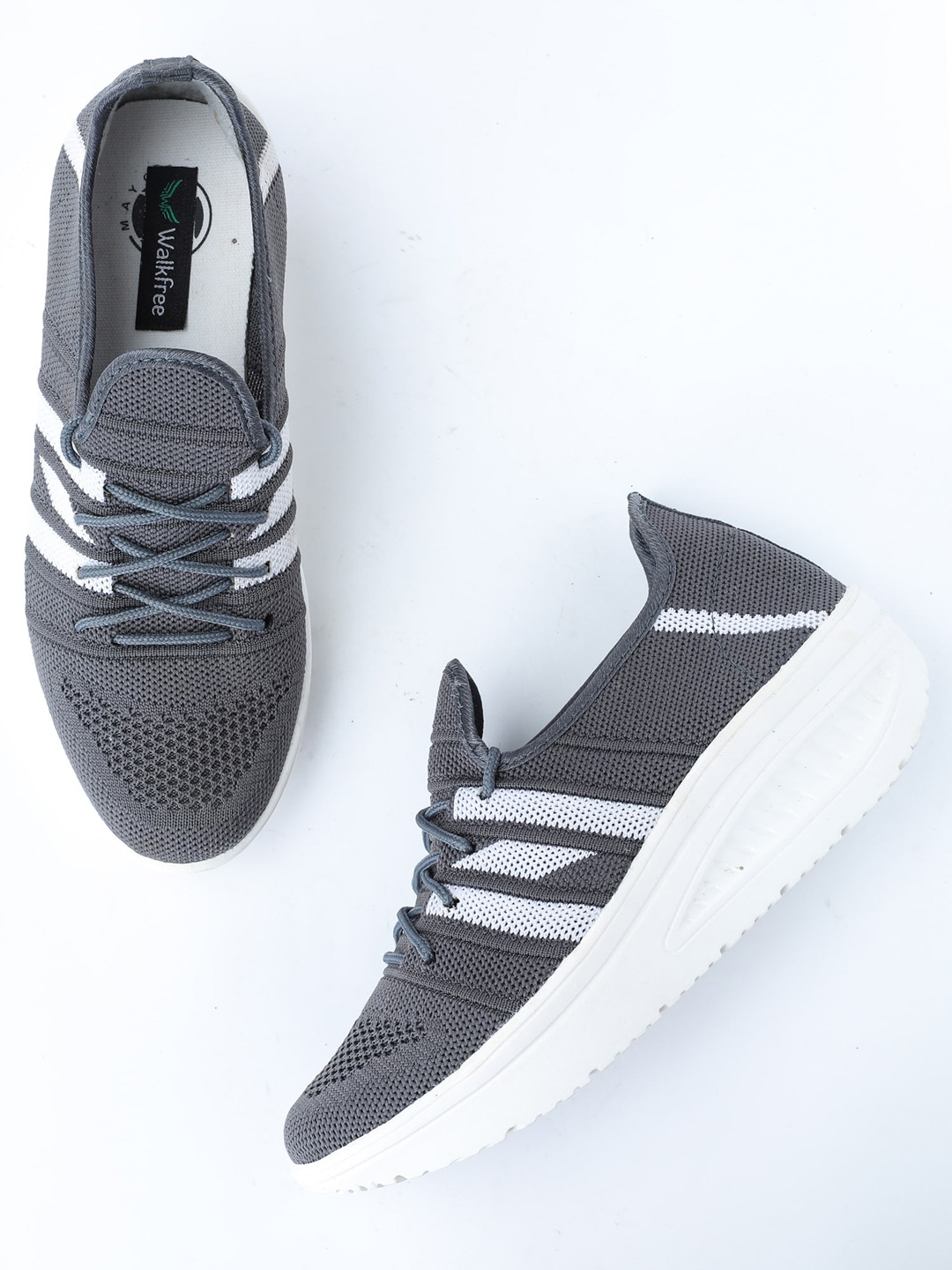 

Walkfree Women Grey & Off White Woven Design Flatforms