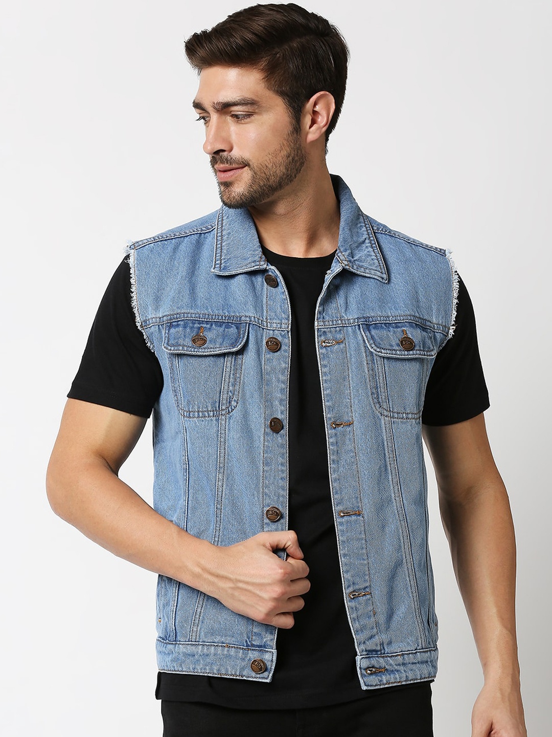 

High Star Men Blue Washed Denim Jacket