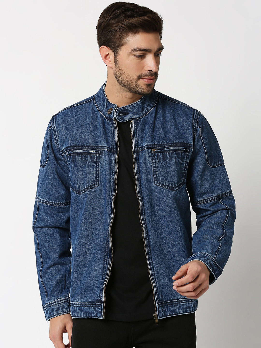 

High Star Men Blue Washed Denim Jacket