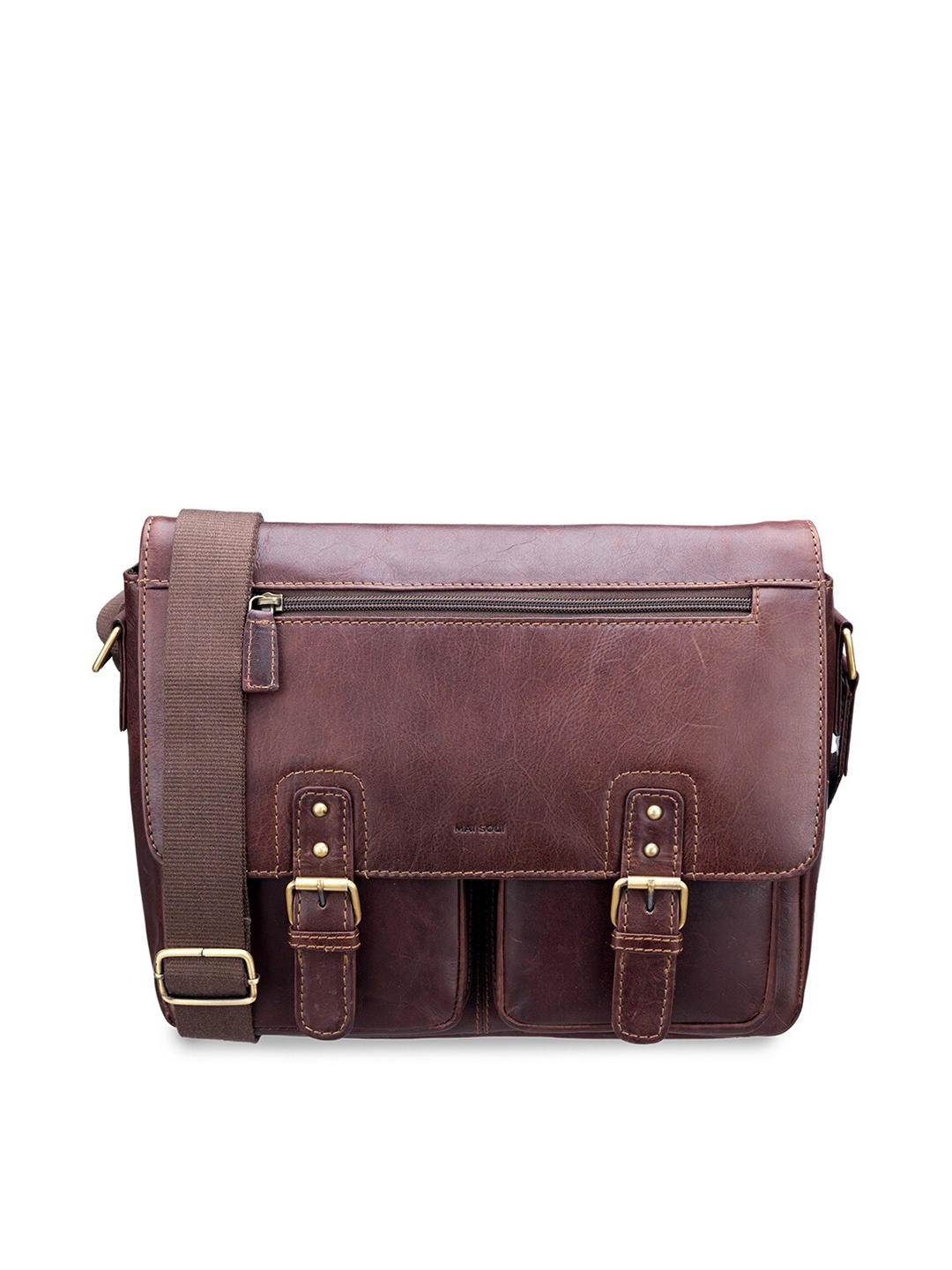 

MAI SOLI Men Brown Textured Messenger Bag
