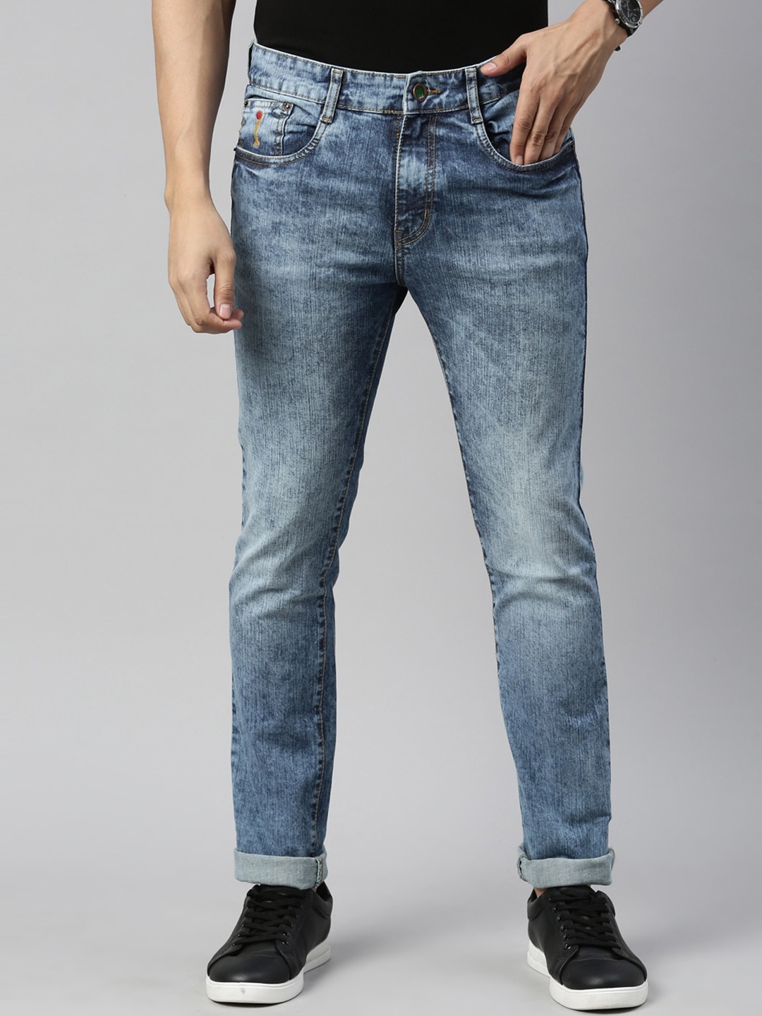 

CINOCCI Men Blue Slim Fit Heavy Fade Stretchable Jeans