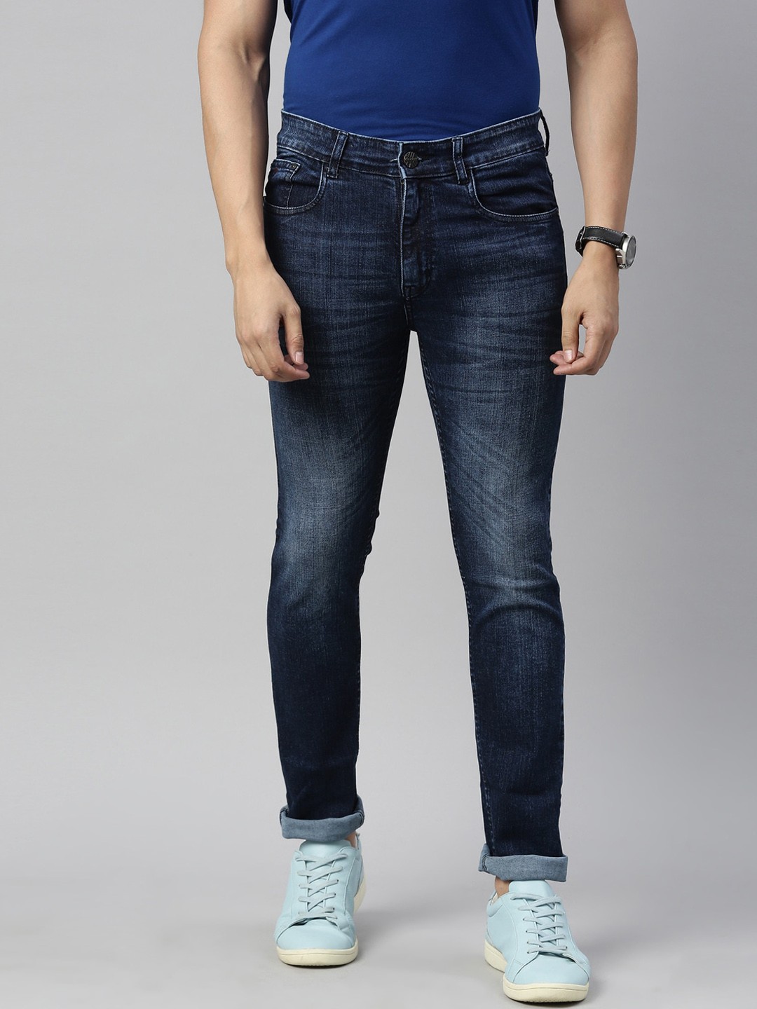 

CINOCCI Men Blue Slim Fit Heavy Fade Stretchable Jeans