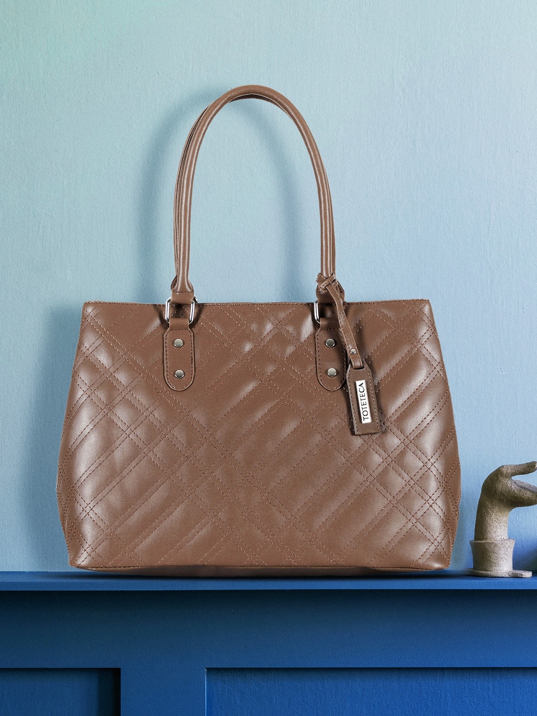 

Toteteca Brown Textured PU Structured Shoulder Bag with Quilted