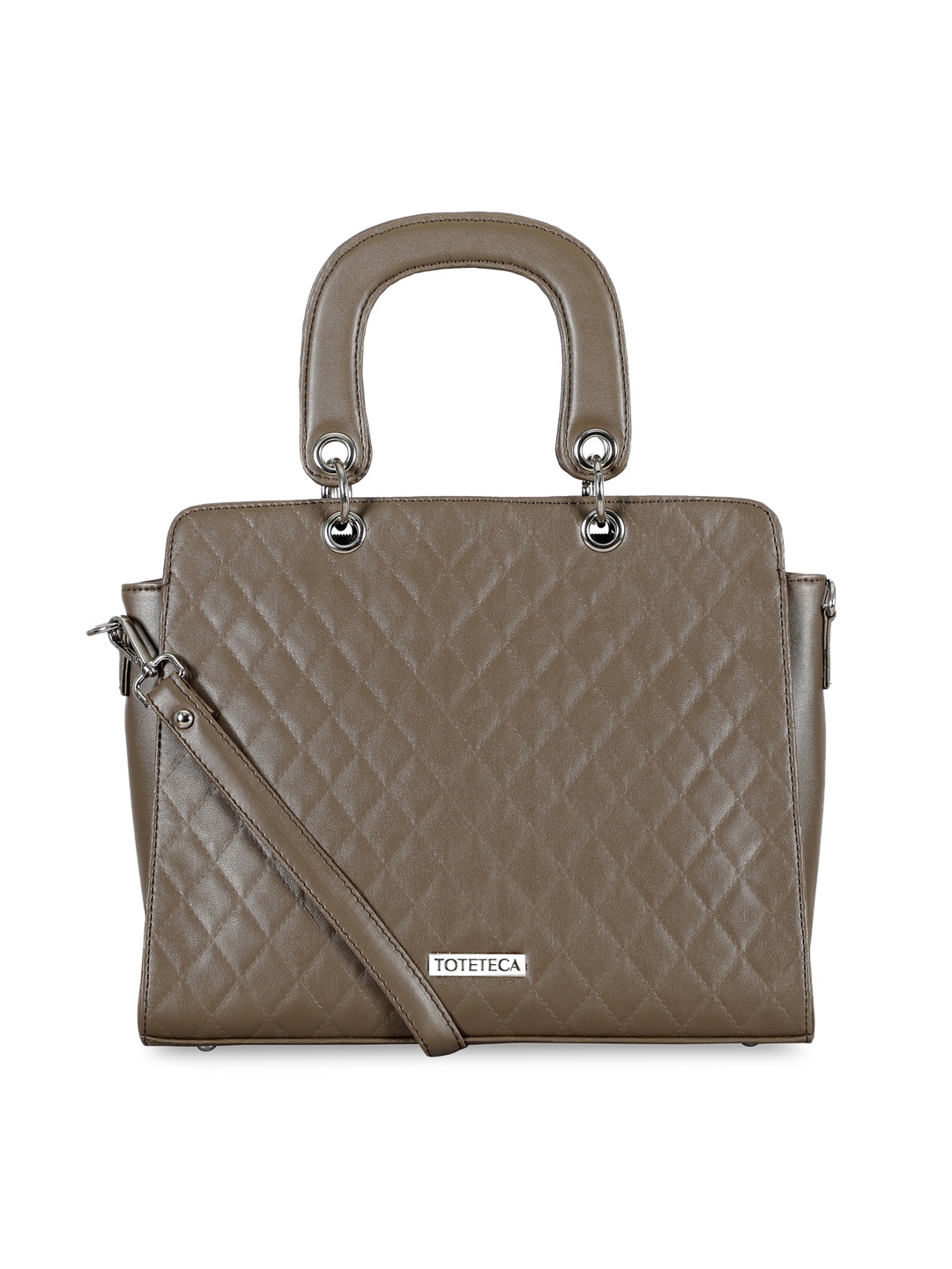 

Toteteca Brown Textured PU Structured Handheld Bag with Quilted