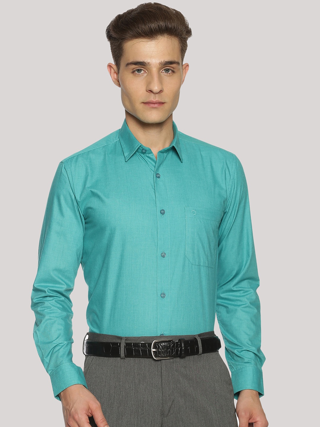 

Jansons Men Green Opaque Formal Shirt