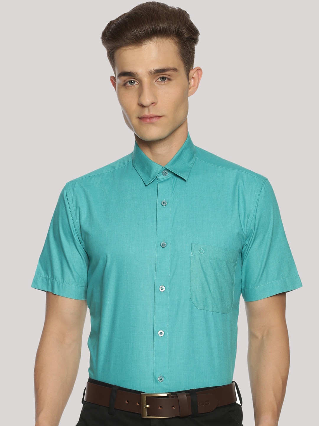 

Jansons Men Green Opaque Formal Shirt