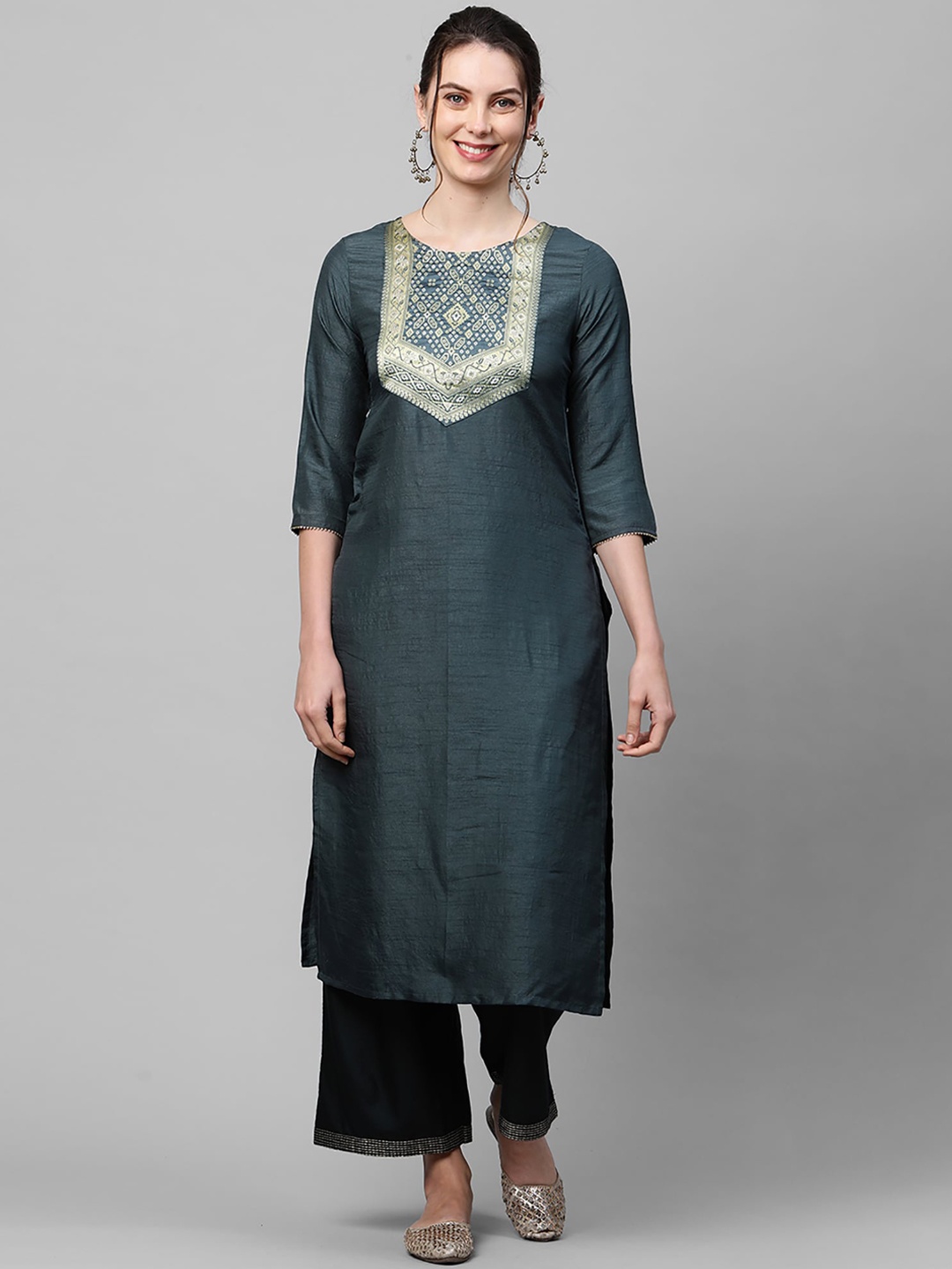 

Indo Era Women Green Yoke Design Kurta