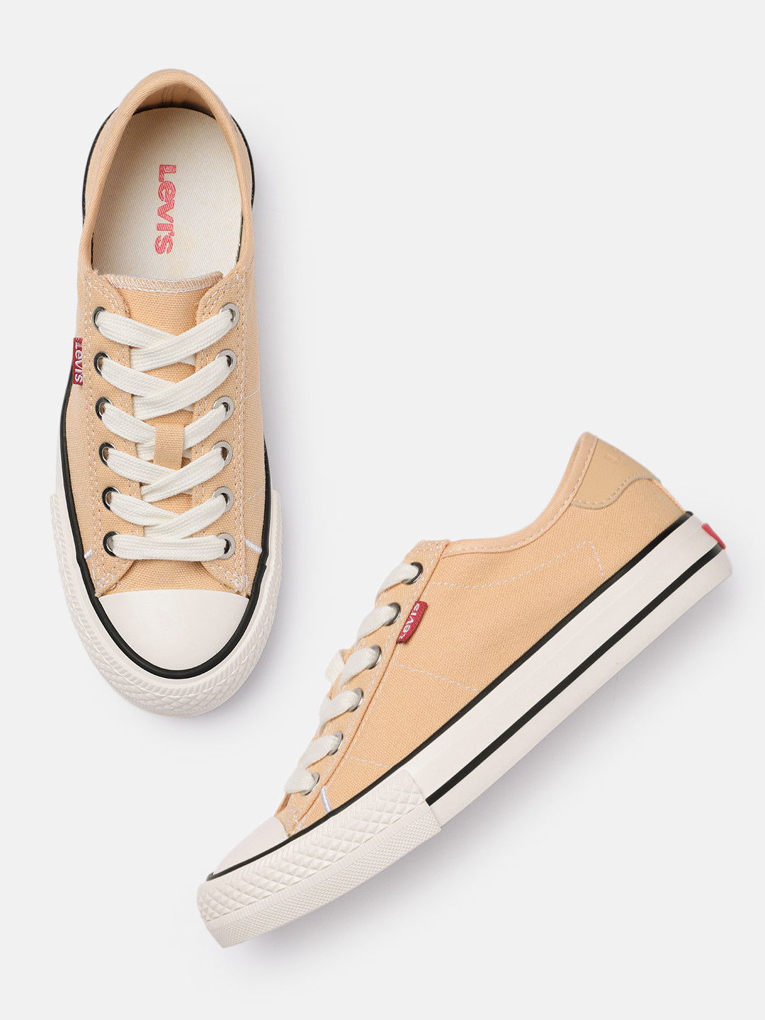 

Levis Women Camel Brown Solid Regular Canvas Sneakers