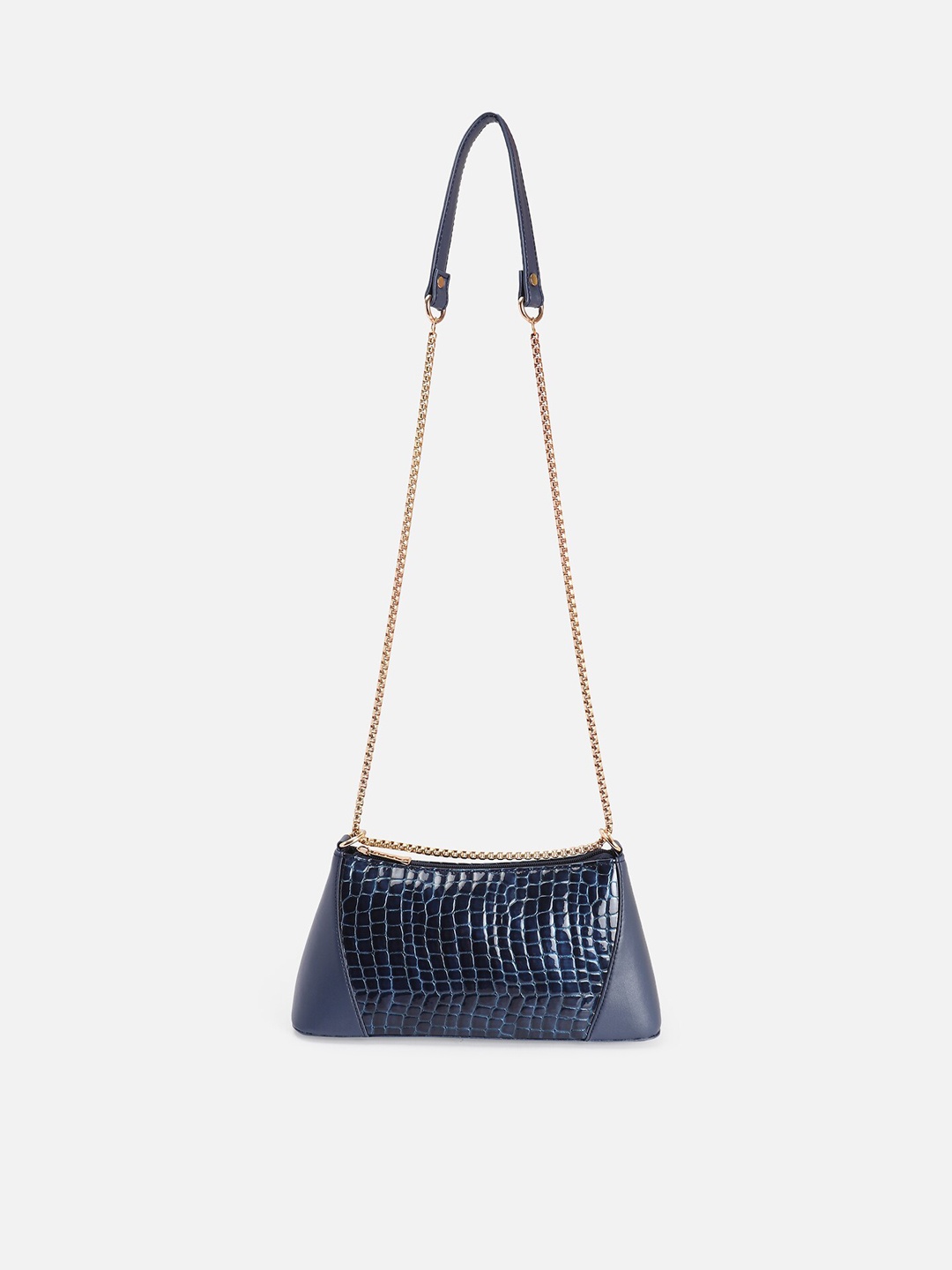 

ATHLISIS Blue Textured PU Structured Shoulder Bag