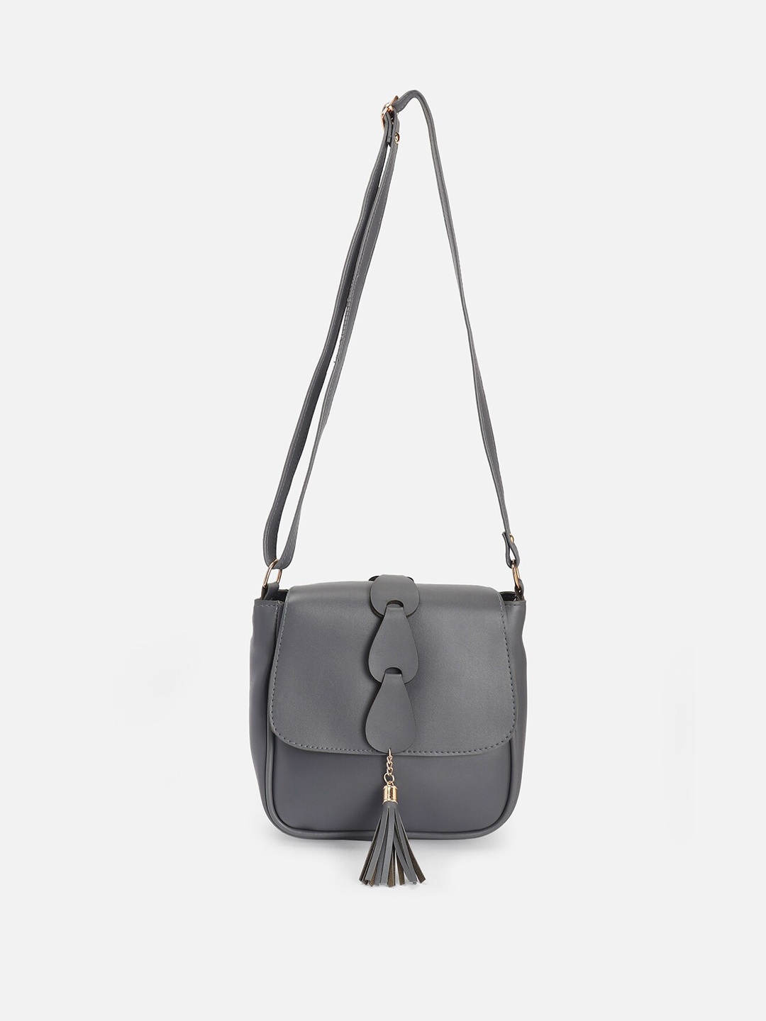 

ATHLISIS Grey PU Structured Sling Bag with Fringed