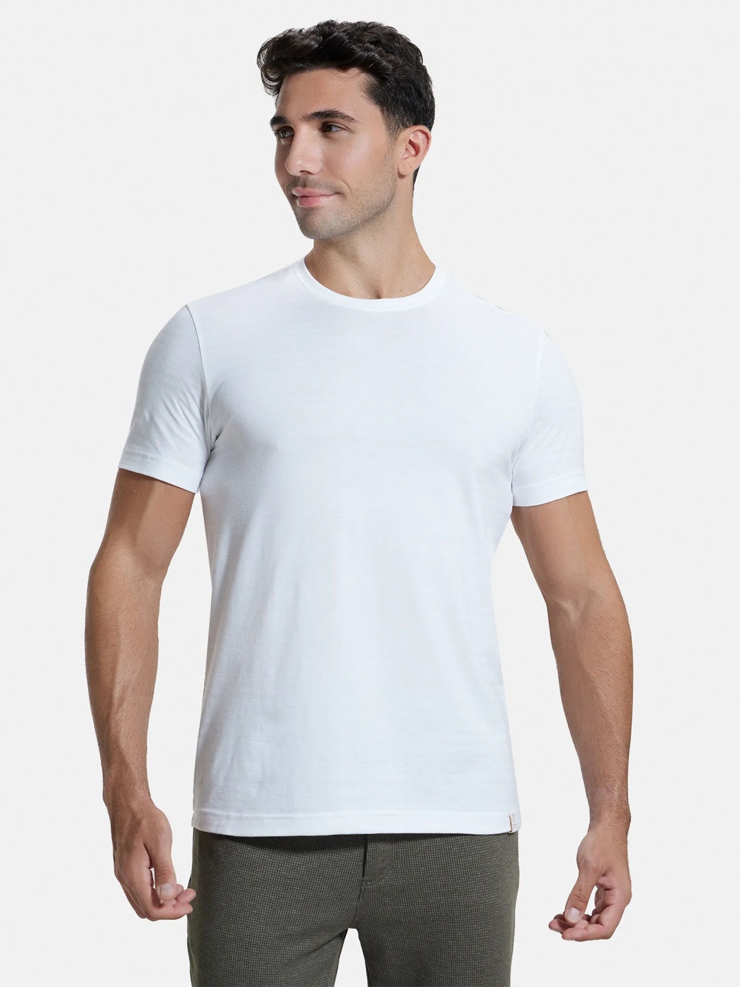 

Jockey Super Combed Supima Cotton Round Neck Half Sleeve T-shirt-IM21, White