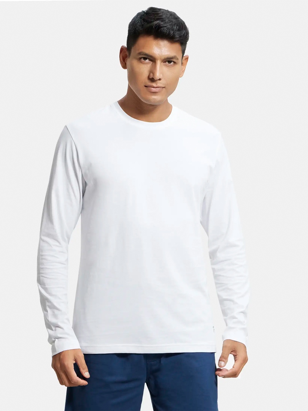 

Jockey Super Combed Cotton Rich Solid Round Neck Full Sleeve Tshirt-AM95, White