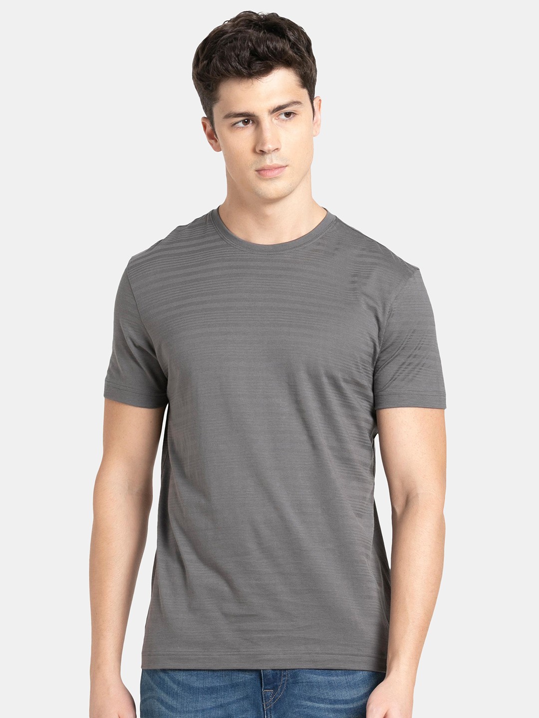 

Jockey Self-Striped Pure Cotton T-shirt, Grey