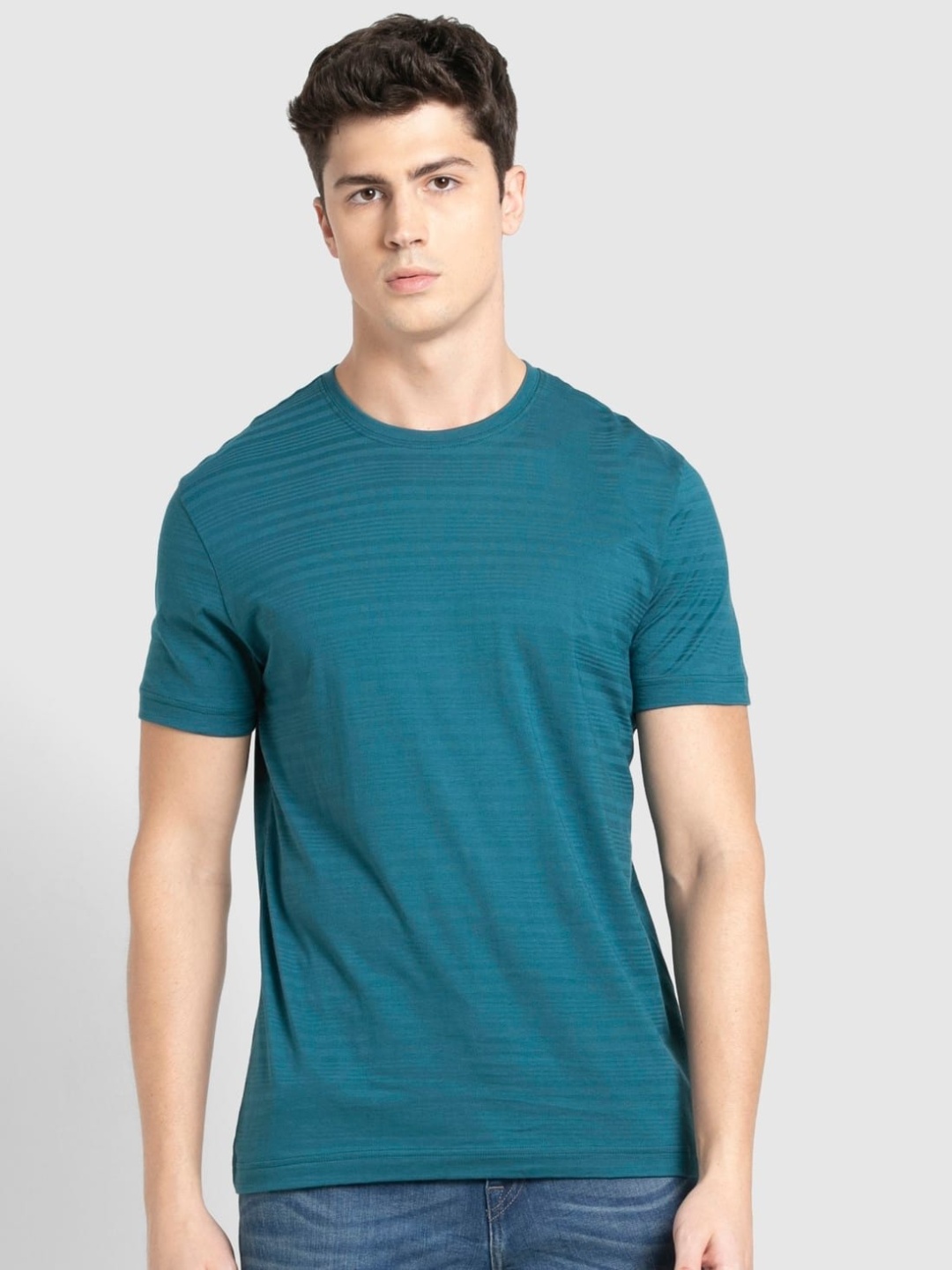 

Jockey Men Striped Pure Cotton T-shirt, Teal