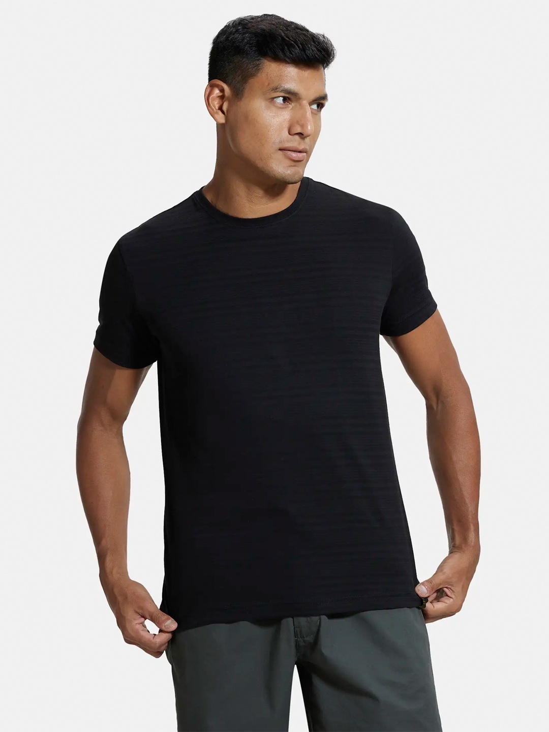 

Jockey Super Combed Supima Cotton Solid Round Neck Half Sleeve Tshirt-IM21, Black