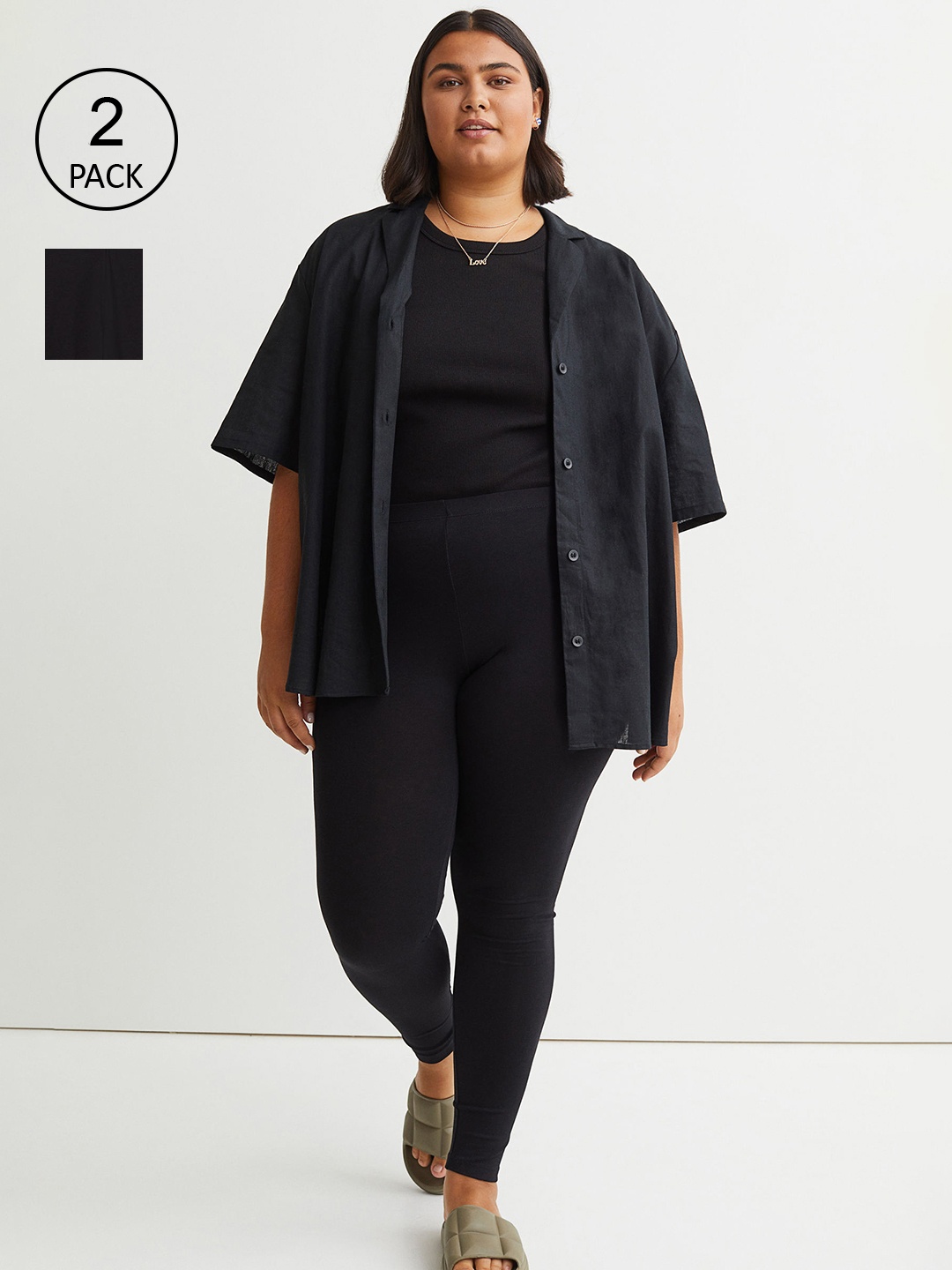 

H&M Woman Black 2-pack jersey leggings
