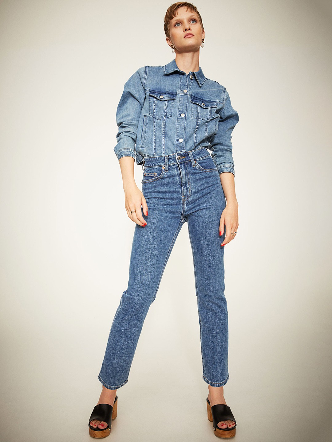 

H&M Women Blue Solid Clean Look Slim High Ankle Jeans