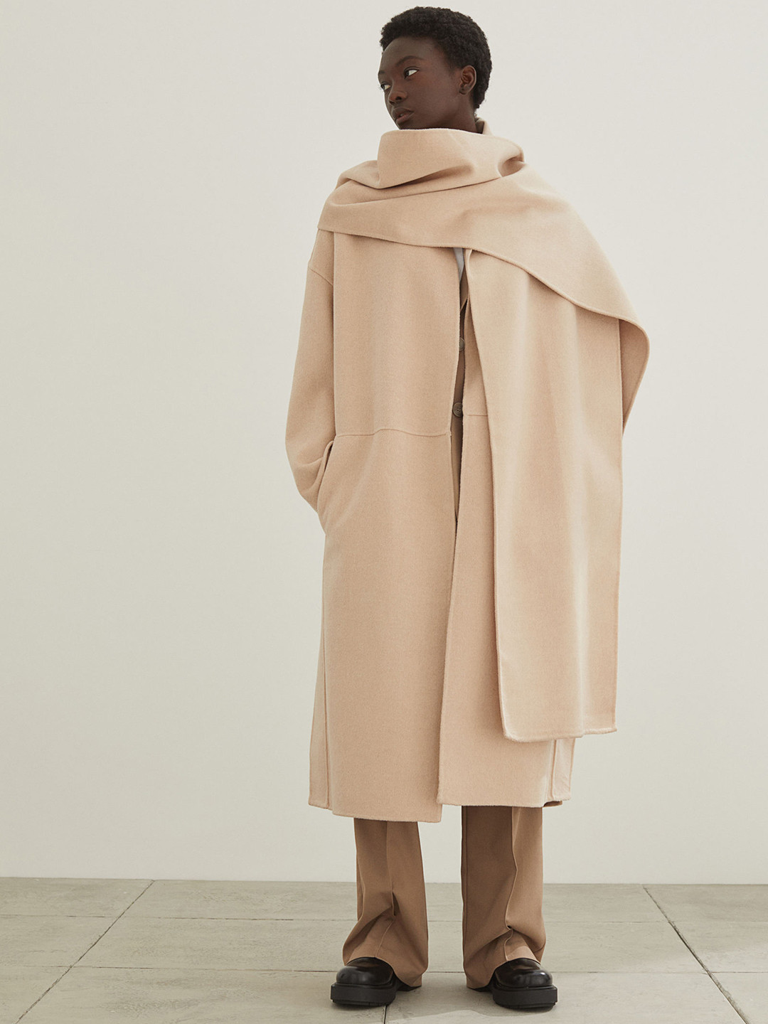 

H&M Woman Beige Wool-blend coat