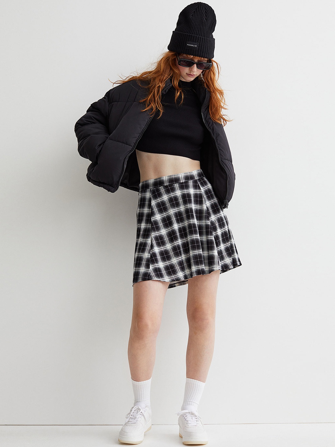 

H&M Woman Black Bell-shaped jersey skirt