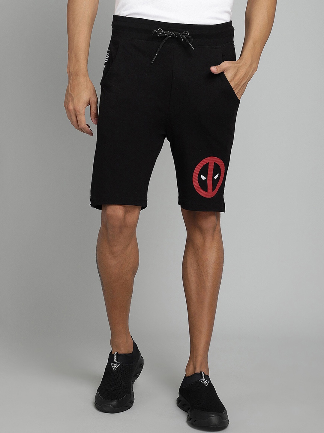 

Free Authority Men Black & Red Deadpool Printed Regular Shorts