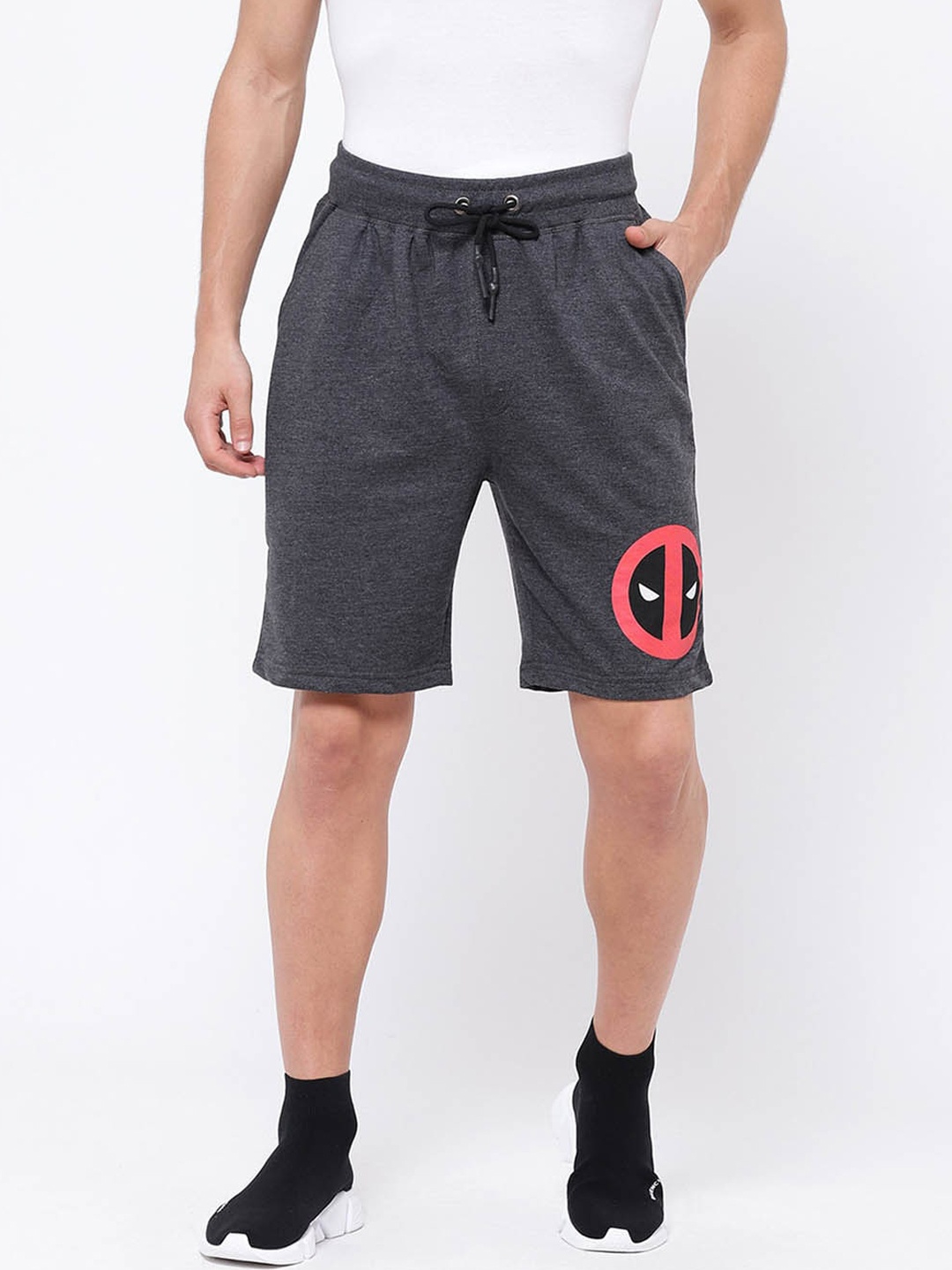 

Free Authority Men Charcoal Grey Deadpool Printed Regular Shorts