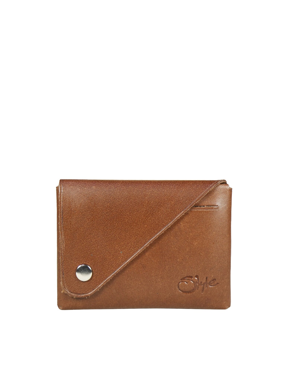 

Style SHOES Unisex Brown & Gold-Toned Textured Leather Card Holder