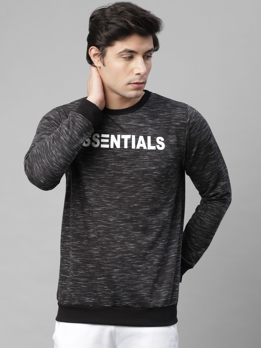 

Rigo Men Printed Fleece Casual Pullover Sweatshirt, Black