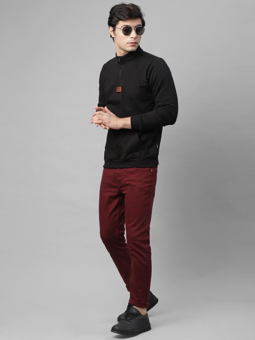 

Rigo Men Solid Casual Pullover Sweatshirt, Black