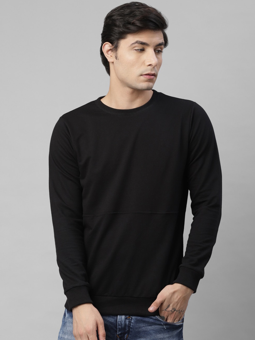 

Rigo Men Solid Casual Pullover Sweatshirt, Black