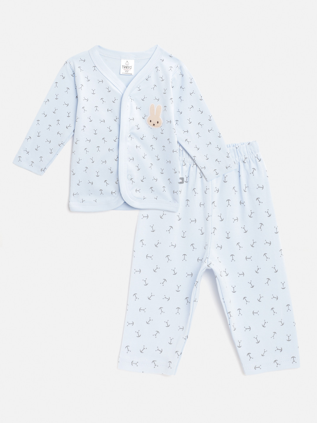 

TINYO Unisex Kids Blue & Black Printed Night suit