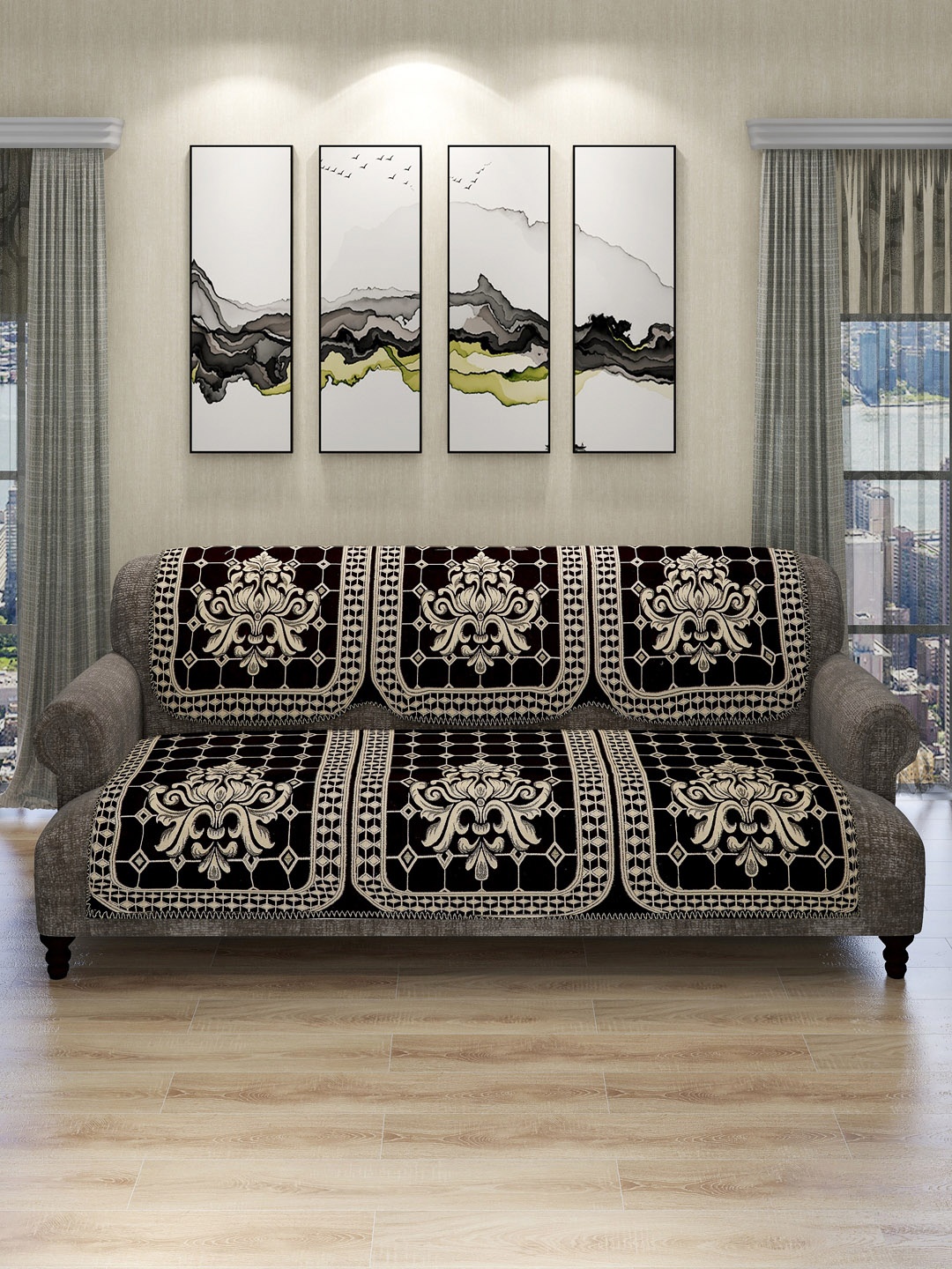 

ROMEE Coffee Brown & Beige 5 Seater Sofa Covers