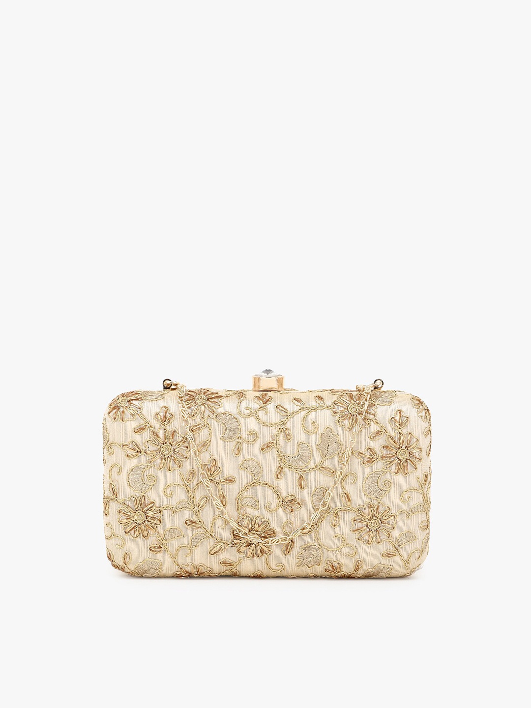 

Anekaant Gold-Toned Embroidered Box Clutch