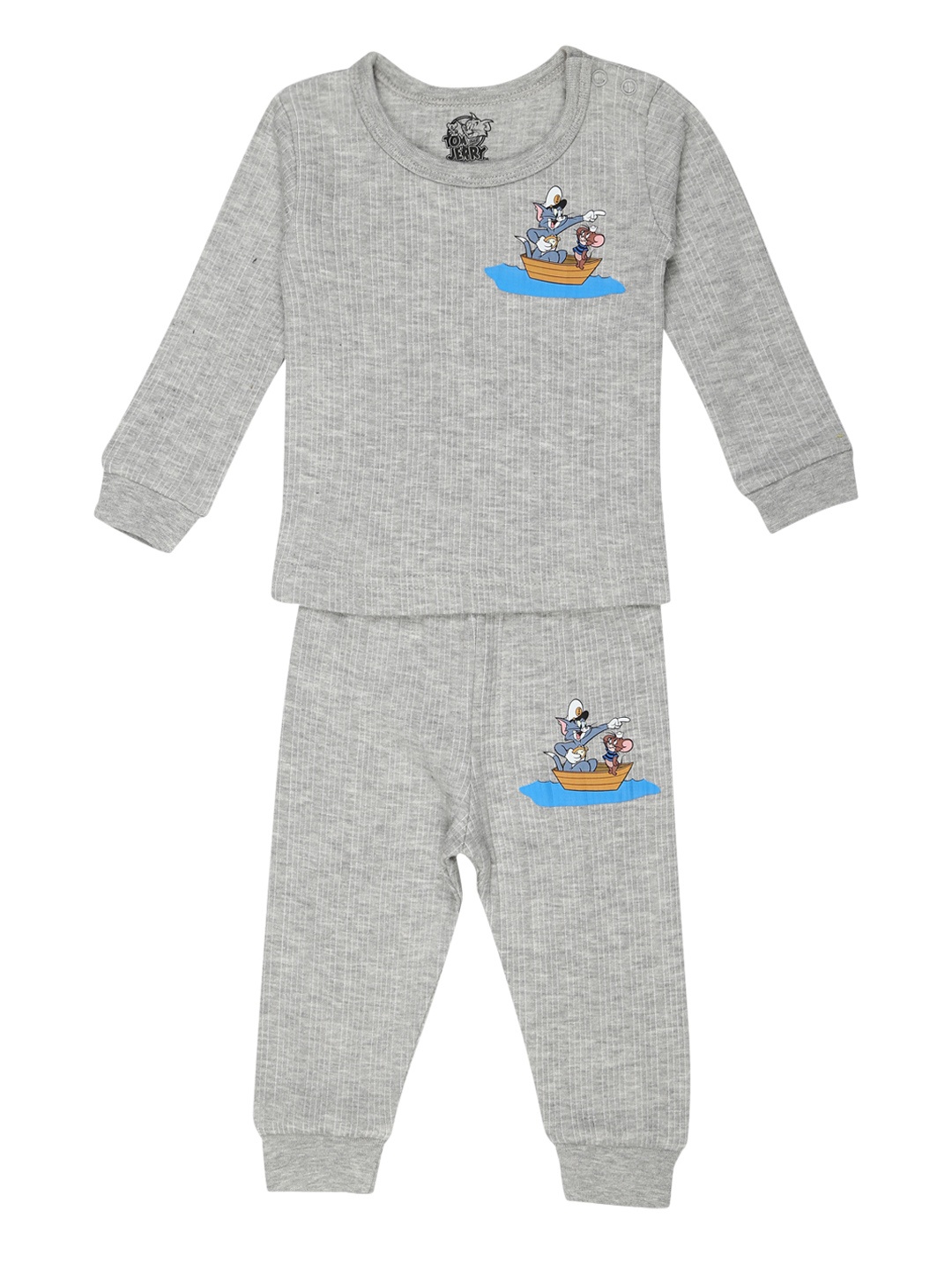 

mothercare Kids Grey Self Striped Tom and Jerry Thermal Set