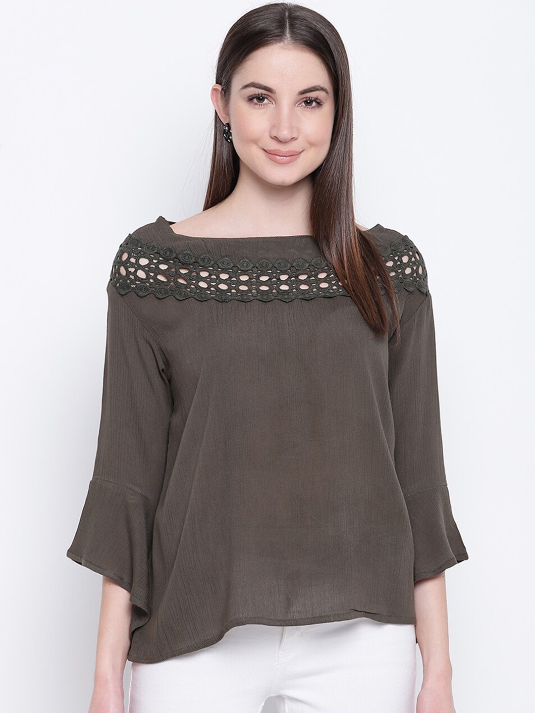 

Mayra Olive Green A-Line Top