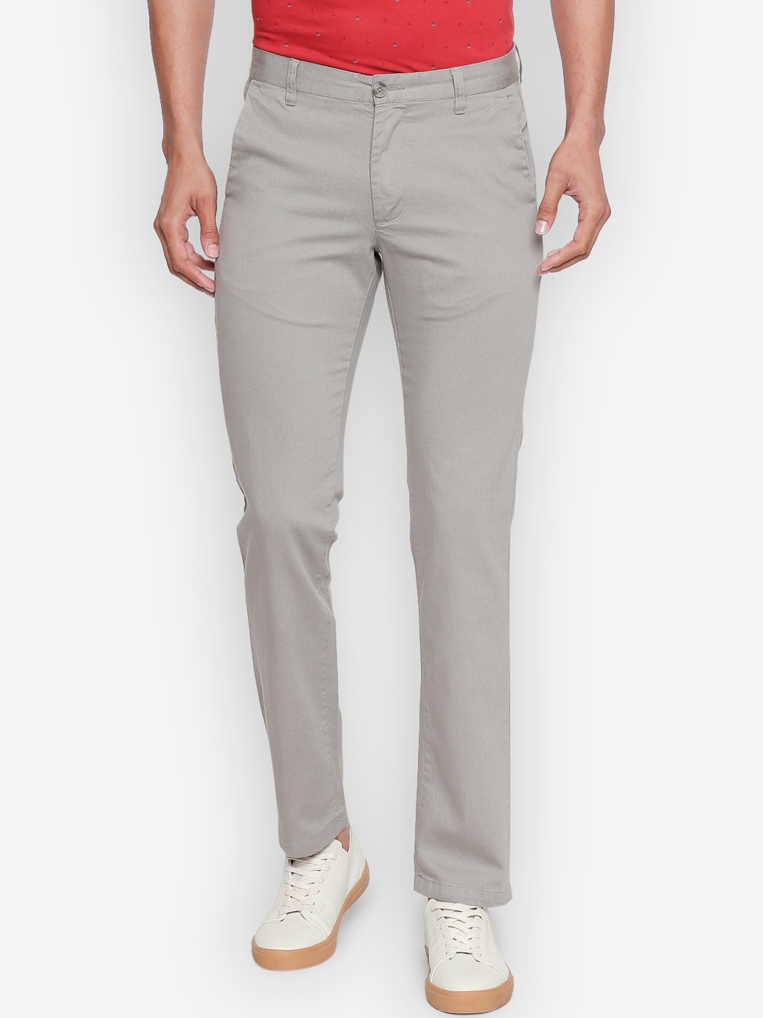 

BYFORD by Pantaloons Men Grey Chinos Cotton Trousers