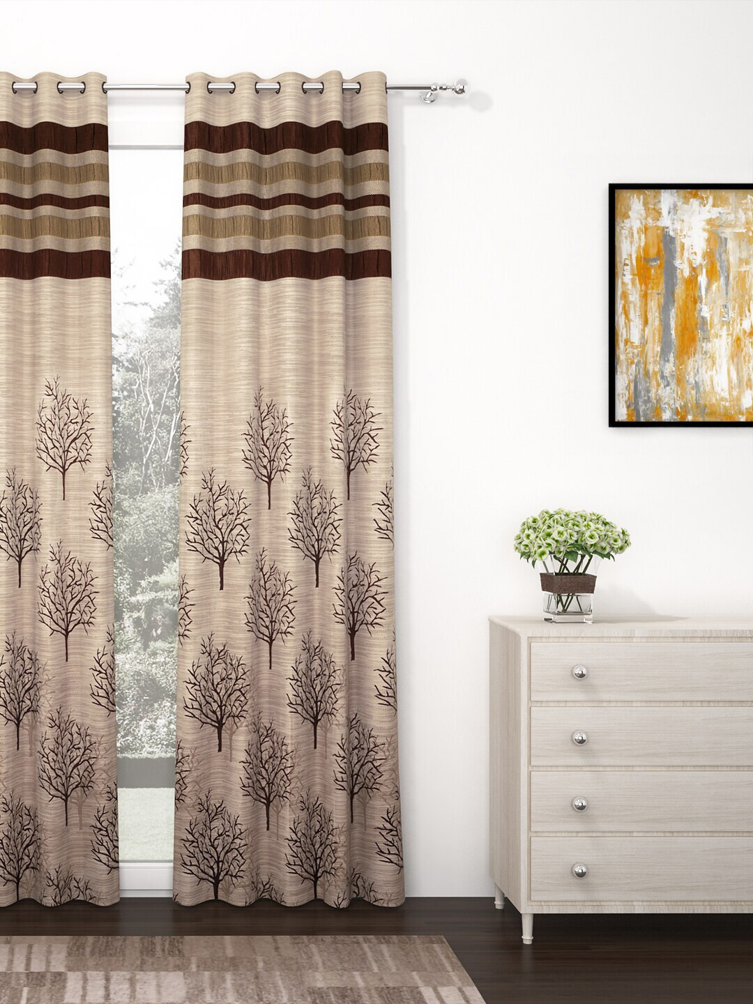 

Story@home Unisex Black Floral Jacquard Single Long Door Curtain