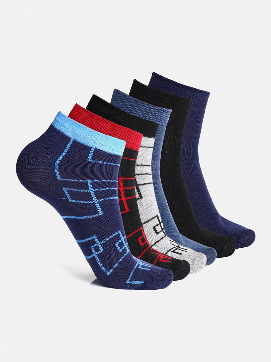 

Urban Dog Men Pack Of 6 Assorted Ankle-Length Socks