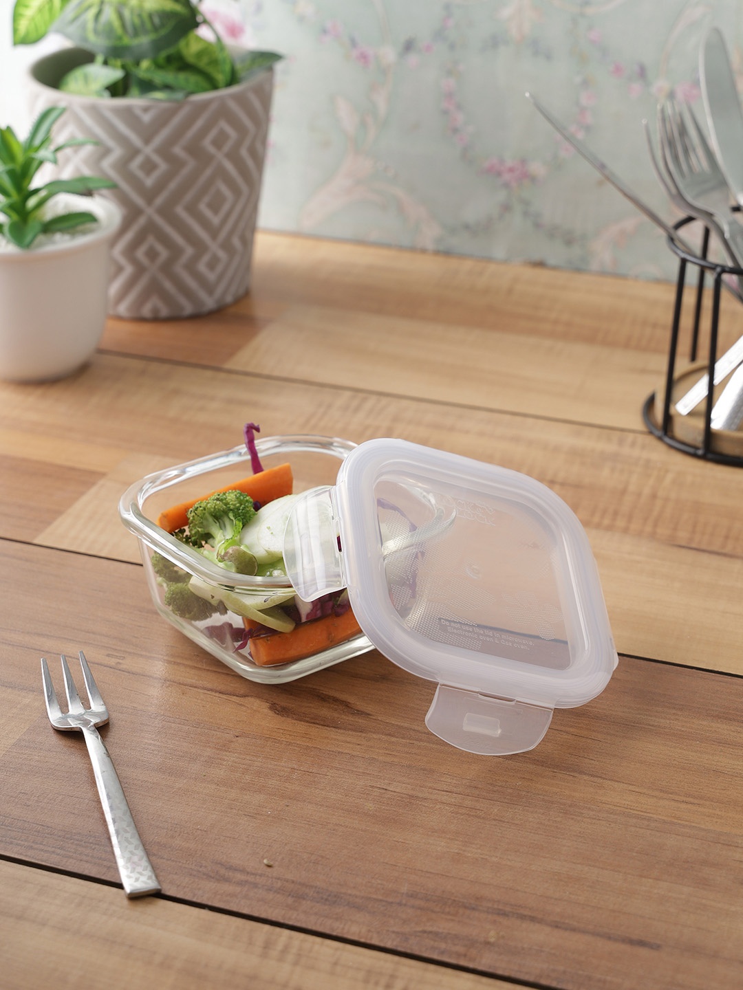 

Lock & Lock Transparent Glass Airtight Food Storage Container 300Ml