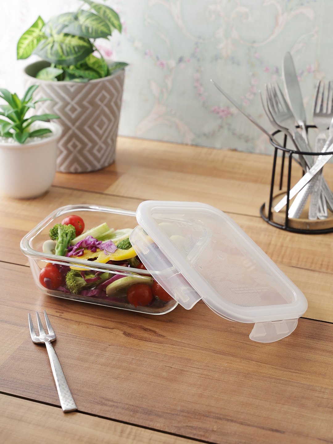 

Lock & Lock Transparent & Red Solid Airtight Food Container