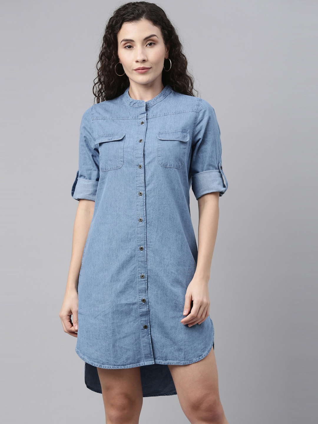 

Enviously Young Blue Denim Pure Cotton Shirt Dress