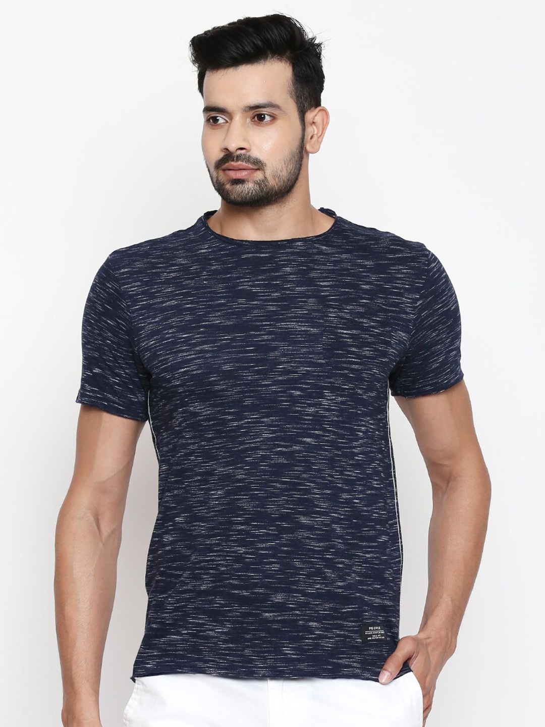 

People Men Grey Self Design T-shirts