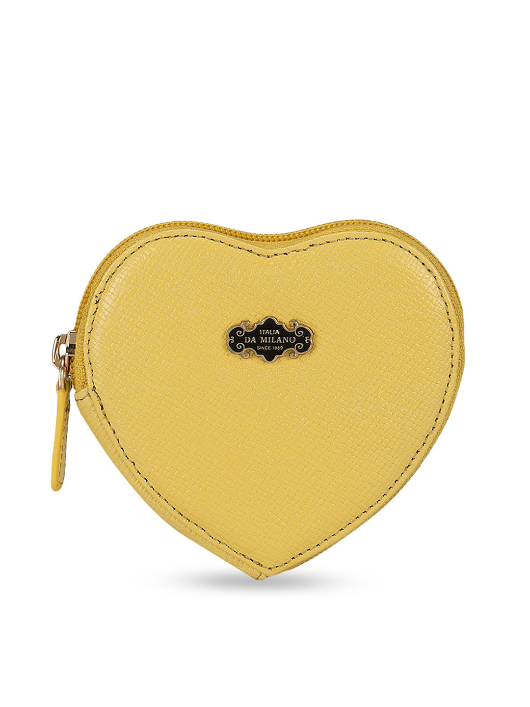 

Da Milano Yellow Leather Heart-Shaped Pouch
