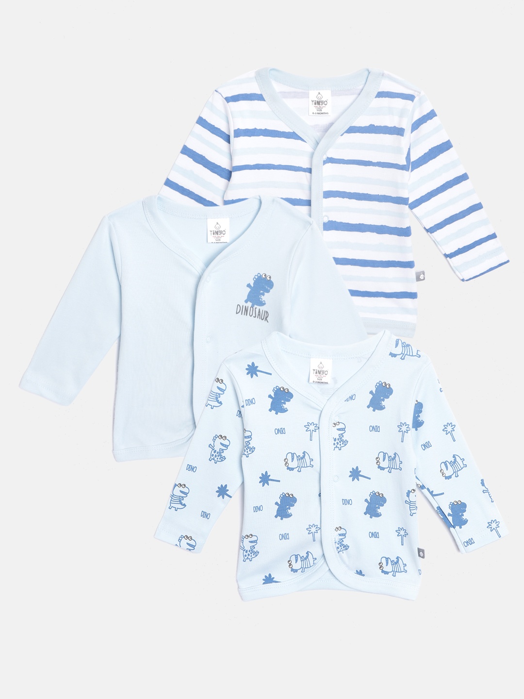 

TINYO Infant Boys Pack of 3 Pure Cotton Jhablas, Blue