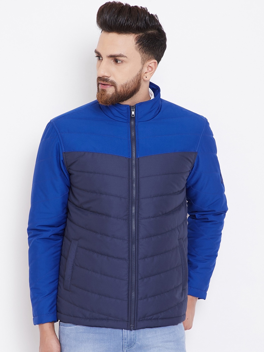 

Canary London Men Blue Colourblocked Padded Jacket