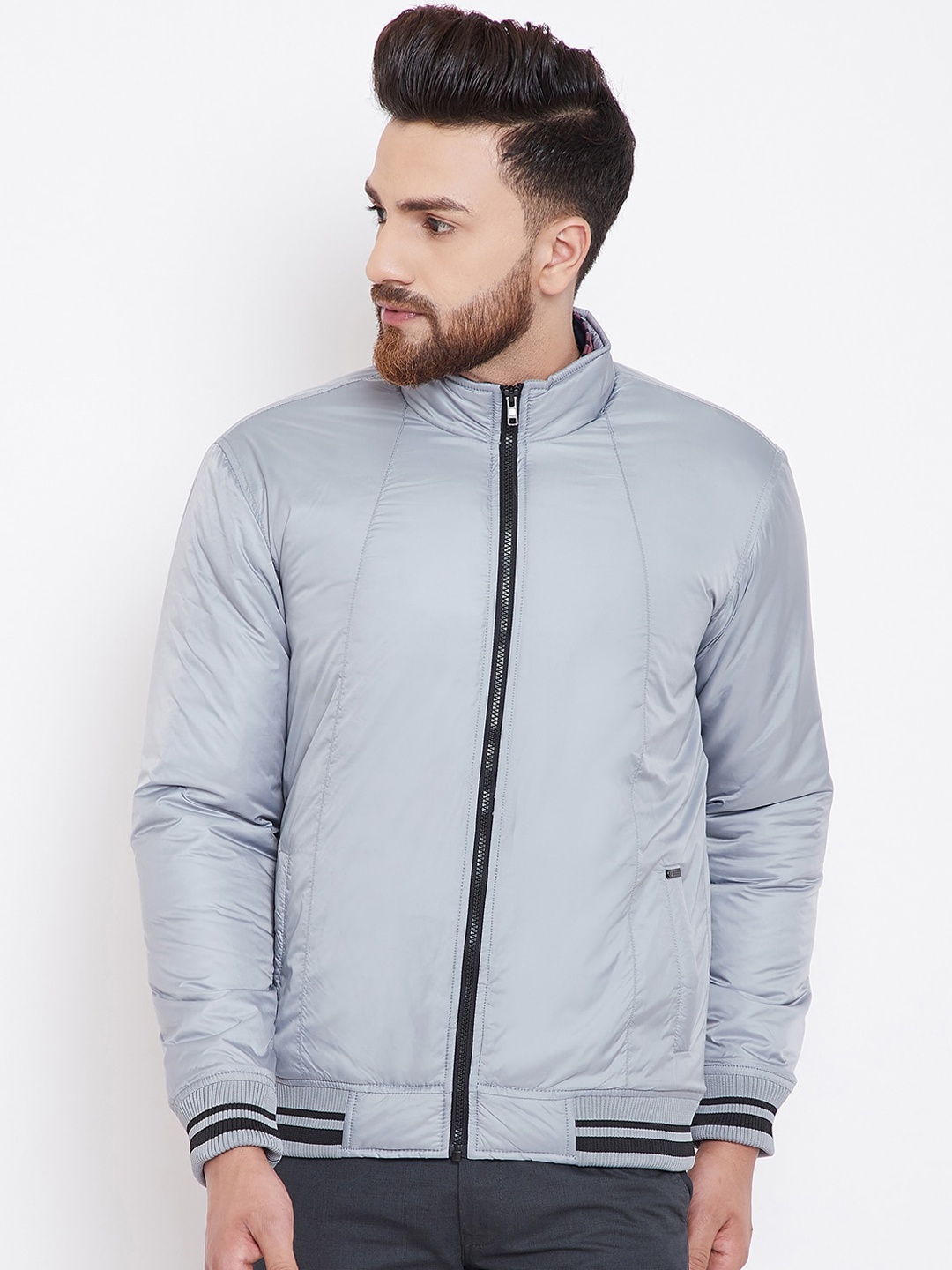 

Canary London Men Grey Bomber Jacket
