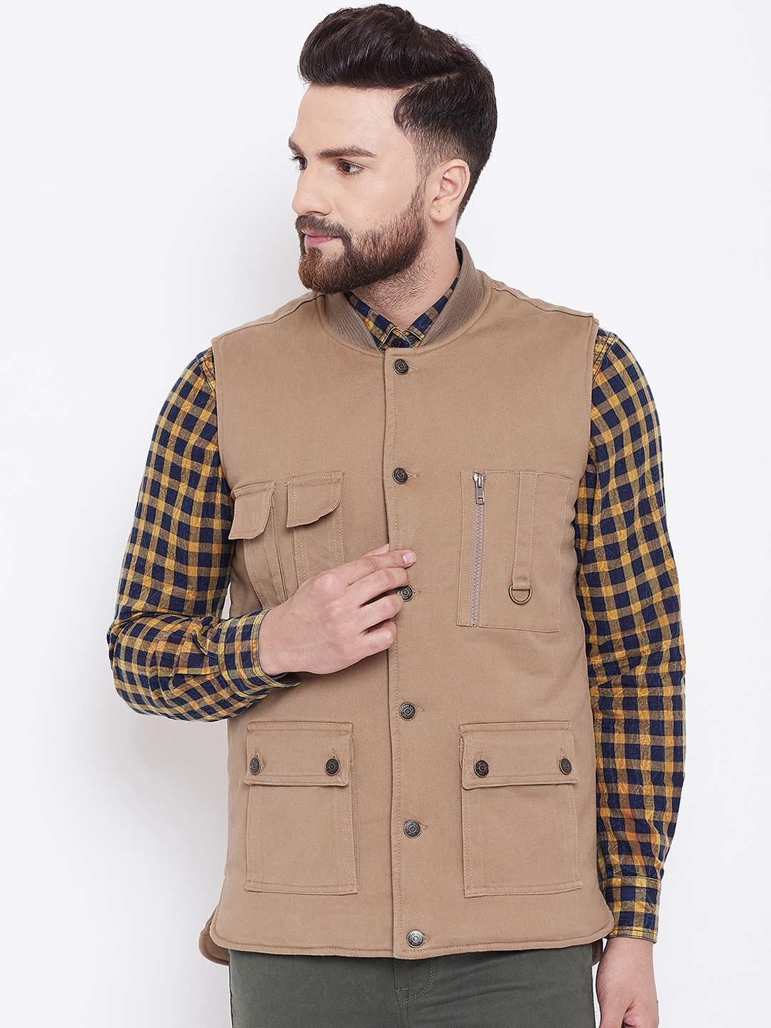 

Canary London Men Khaki Brown Tailored Jacket