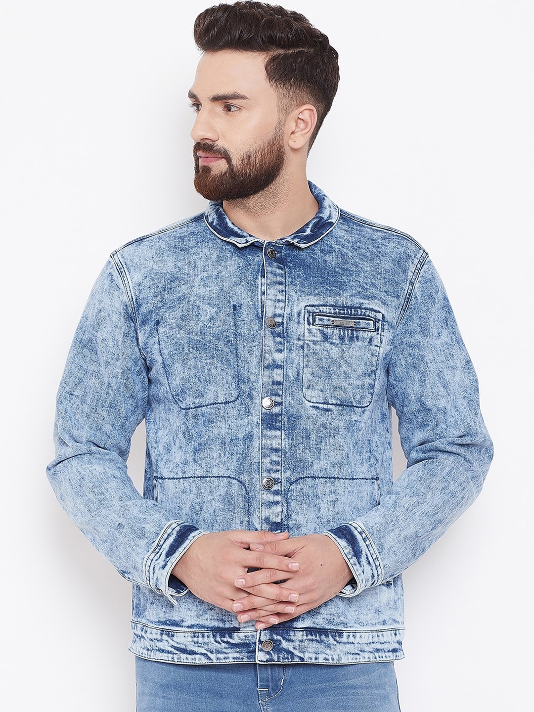 

Canary London Men Blue Washed Denim Jacket