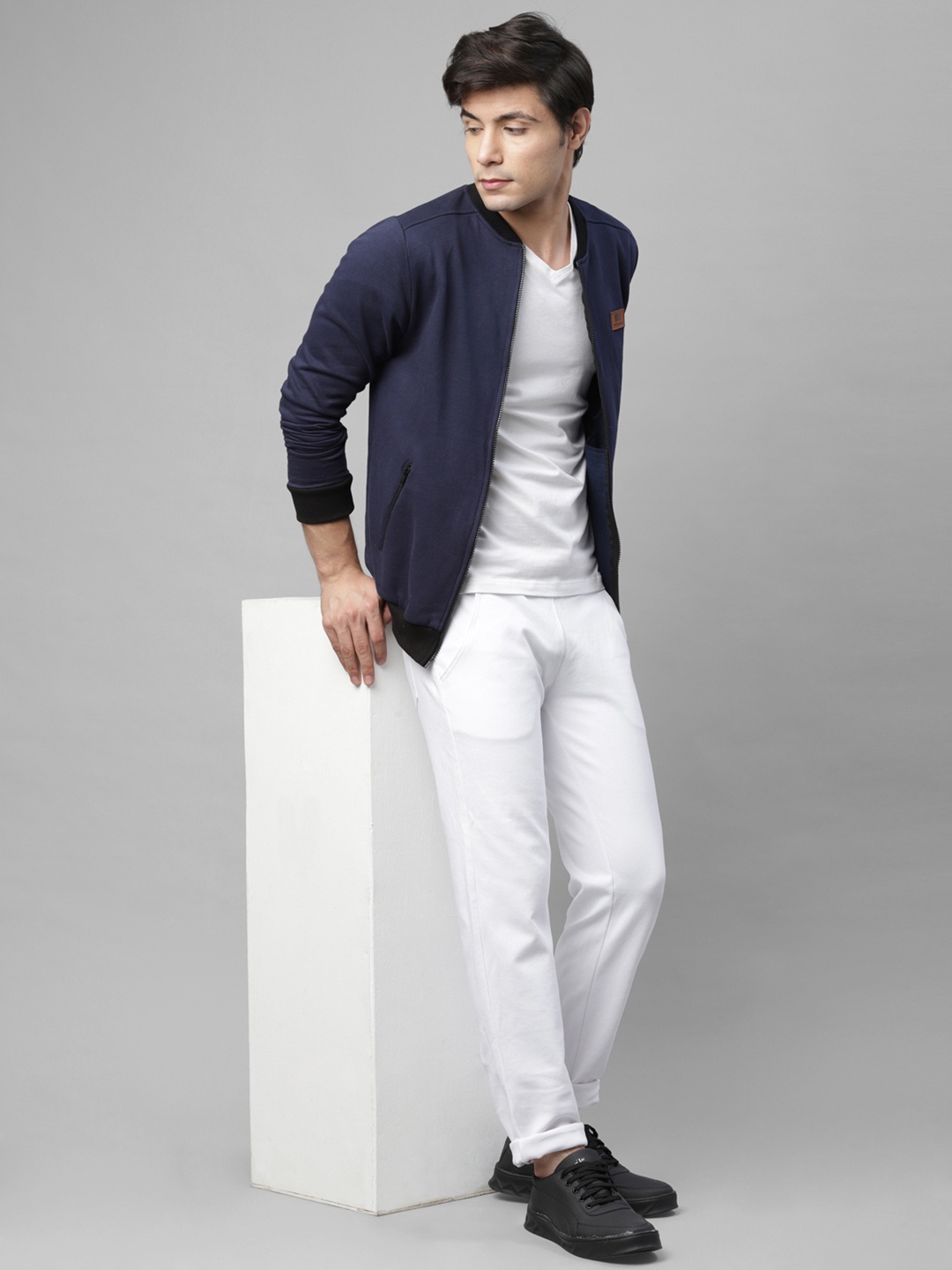 

Rigo Solid Pullover Casual Open Sweatshirt, Navy blue
